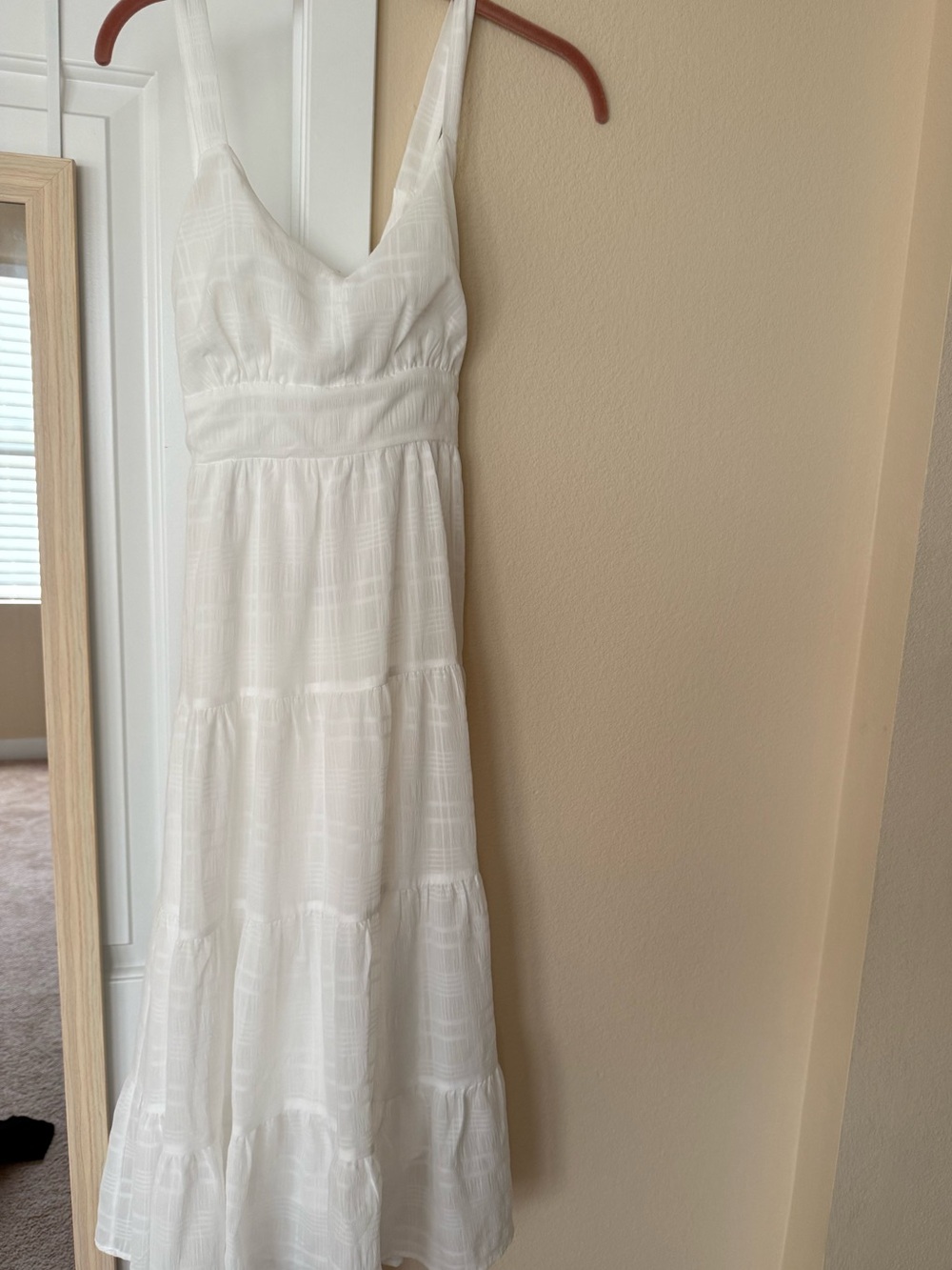 Lulu's White Tiered V-Neck Maxi Dress